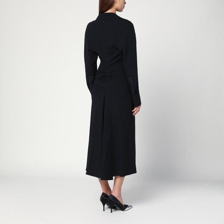 black satin shirt dress midi by Selfnex