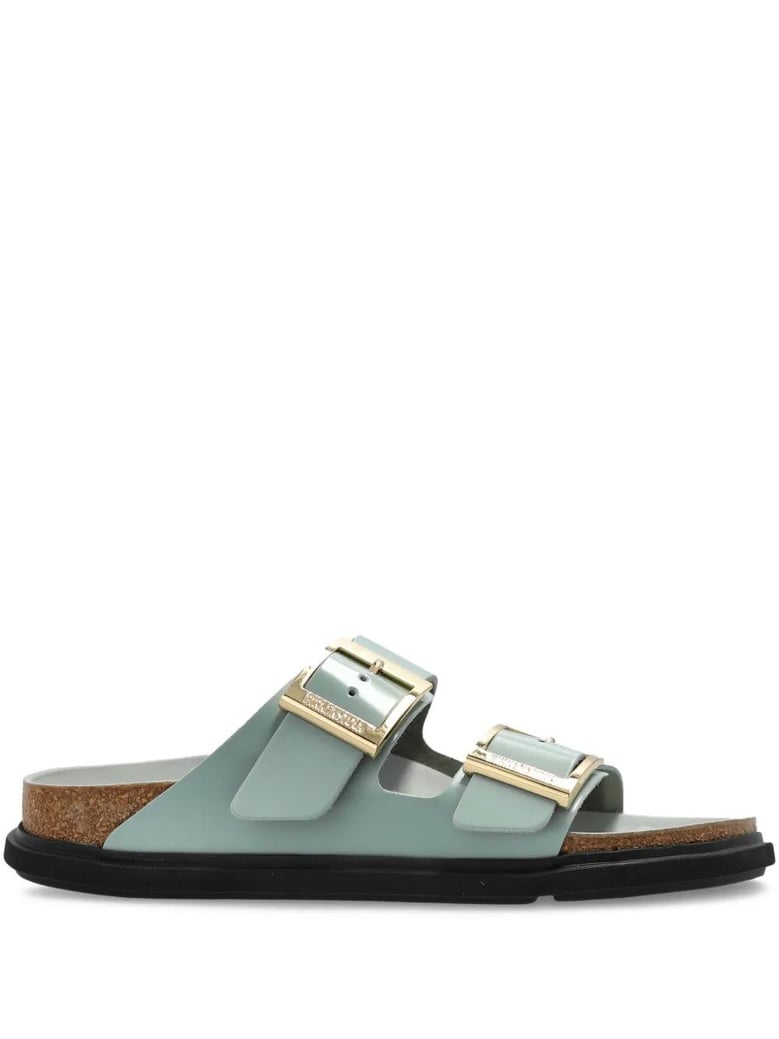 arizona droplet buckle shiny leather sandals by Selfnex
