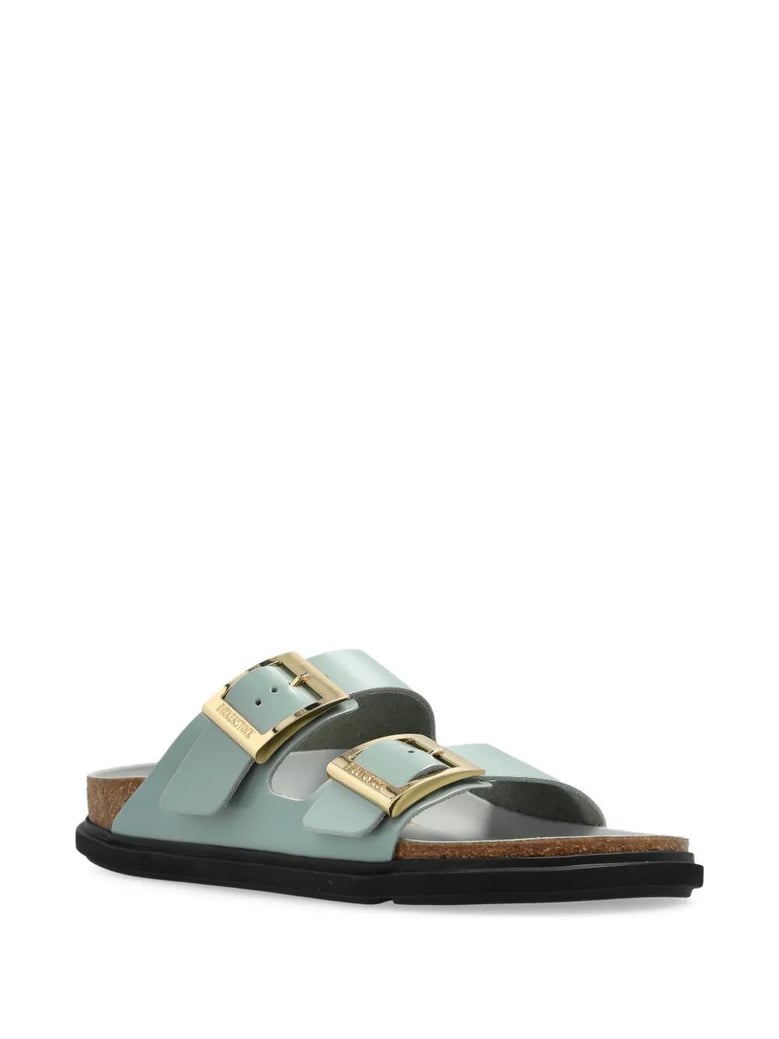 arizona droplet buckle shiny leather sandals by Selfnex