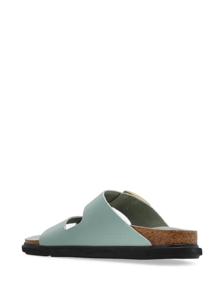 arizona droplet buckle shiny leather sandals by Selfnex