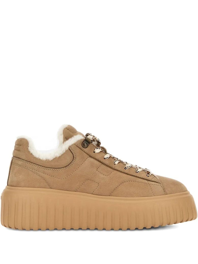 h-stripes suede sneakers with shearling lining by Selfnex