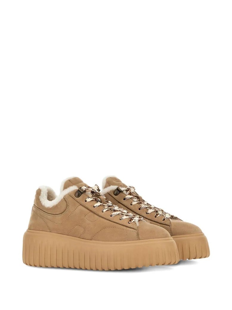 h-stripes suede sneakers with shearling lining by Selfnex