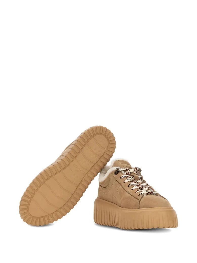 h-stripes suede sneakers with shearling lining by Selfnex