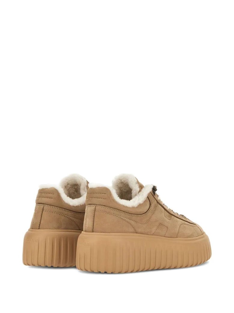 h-stripes suede sneakers with shearling lining by Selfnex