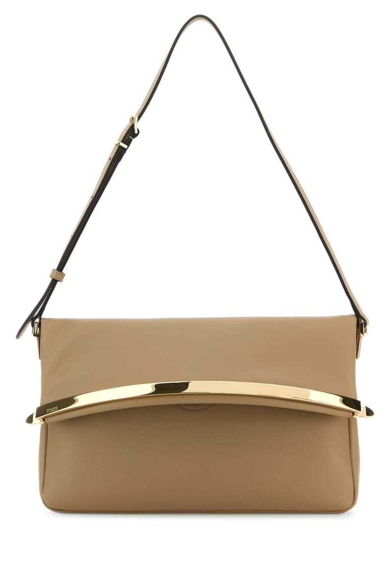 beige leather shoulder bag by Selfnex