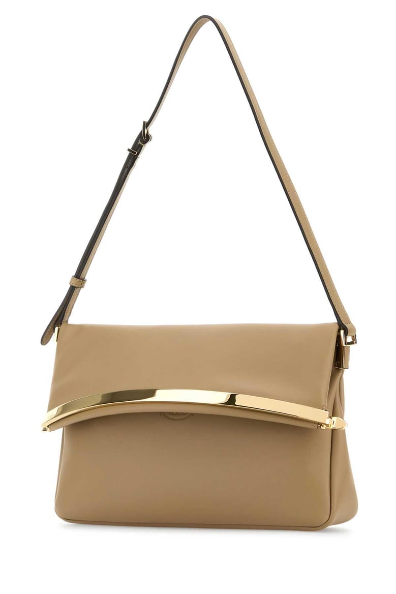 beige leather shoulder bag by Selfnex