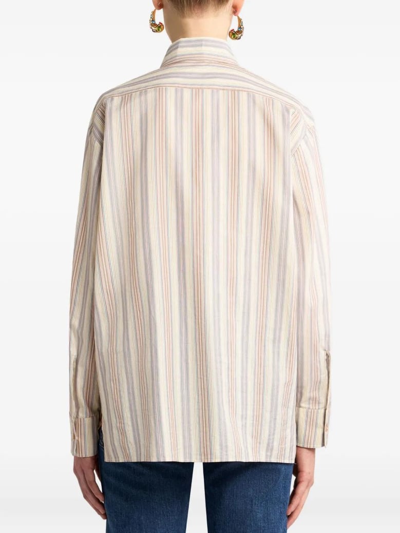 striped shirt with placed print by Selfnex
