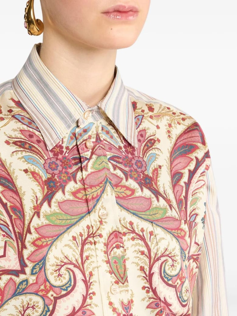 striped shirt with placed print by Selfnex