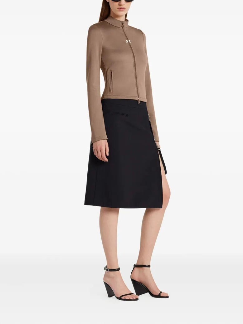 zipped heritage crepe skirt by Selfnex