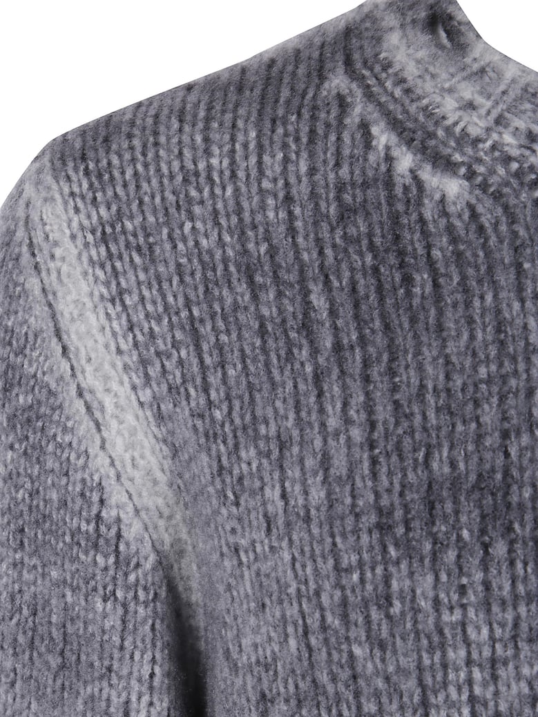 hand painted round neck pullover in cashmere silk with destroyed edges by Selfnex