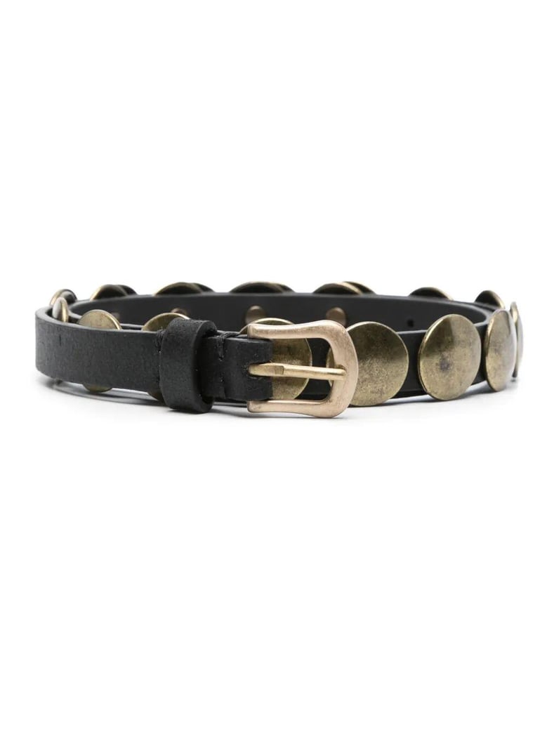 belt trinidad thin washed leather flesh side with studs by Selfnex