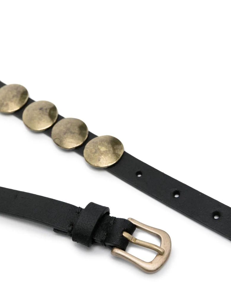 belt trinidad thin washed leather flesh side with studs by Selfnex