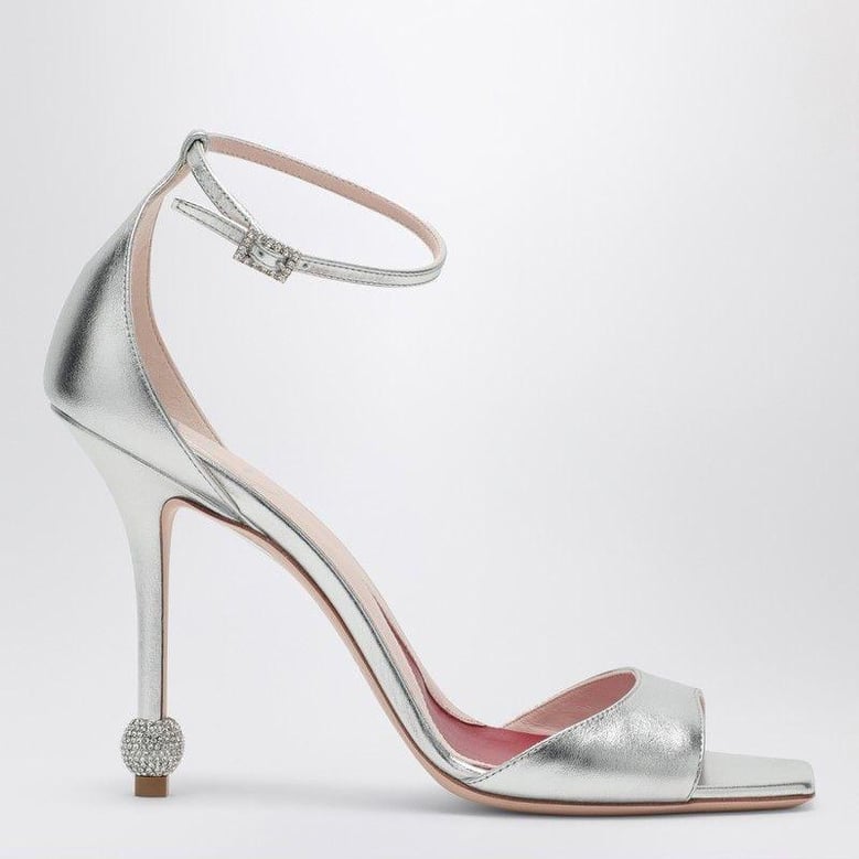 silver sandal with jewelled heel by Selfnex