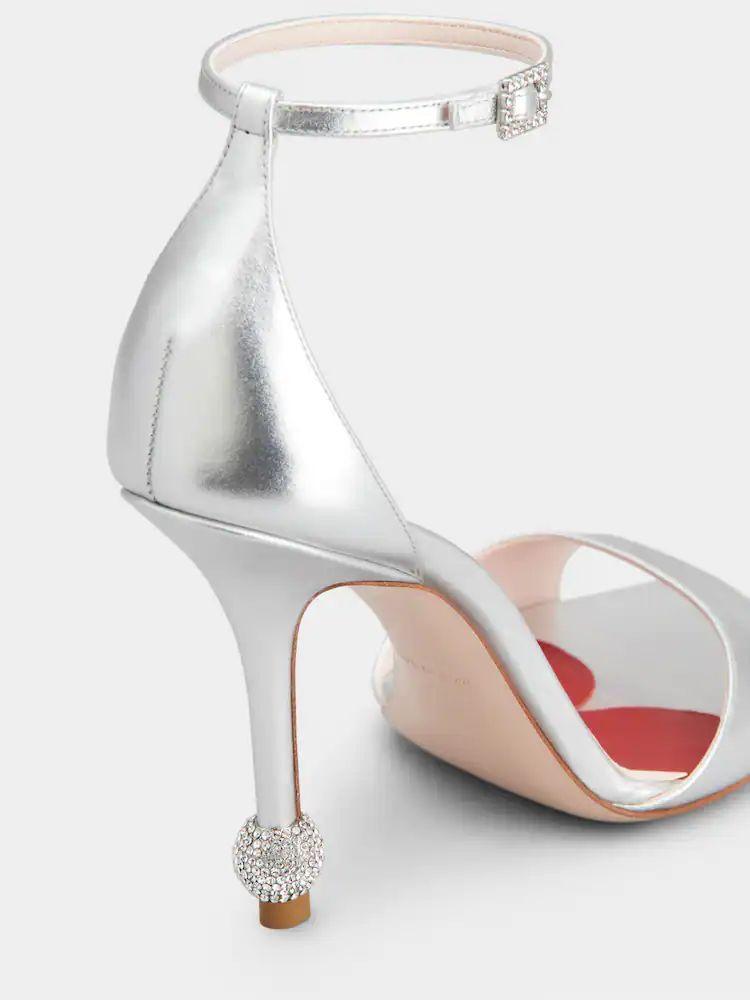 silver sandal with jewelled heel by Selfnex