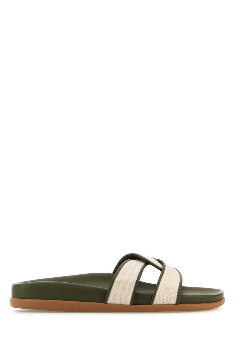 two-tone canvas desmos slippers by Selfnex