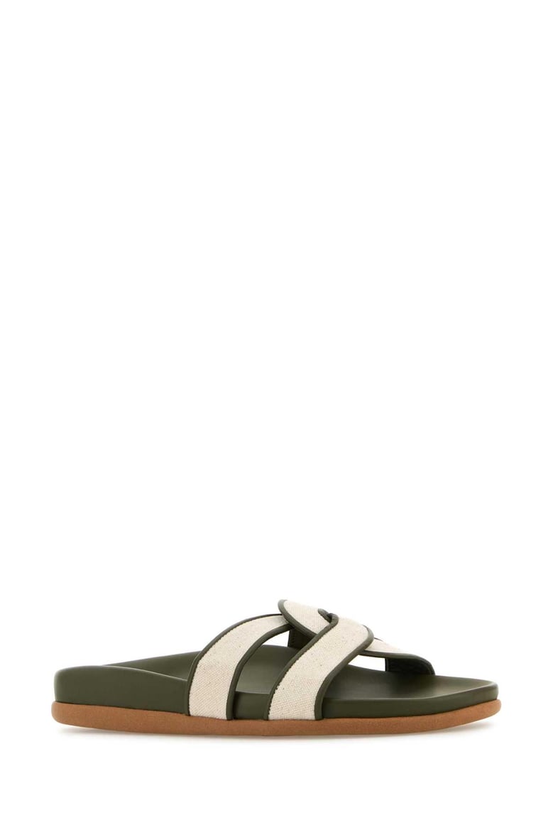 two-tone canvas desmos slippers by Selfnex