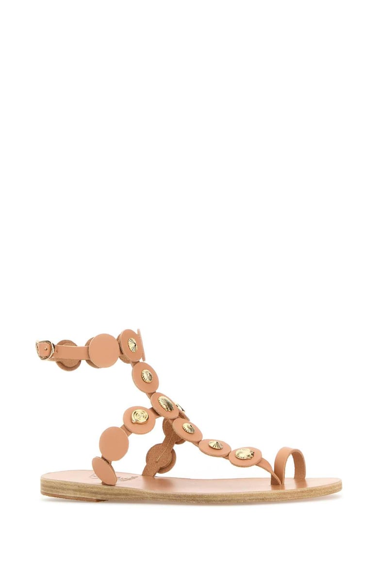peach leather thong sandals by Selfnex