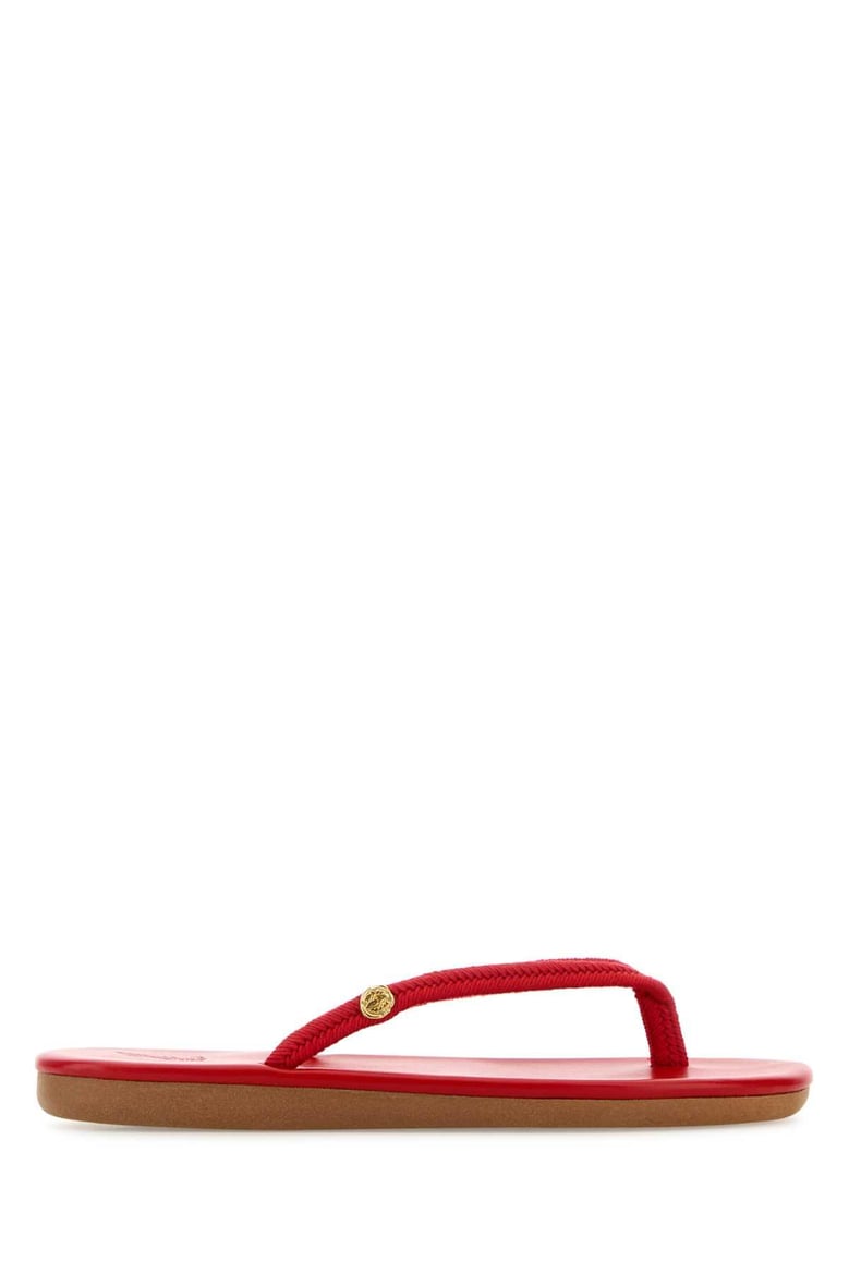 red fabric saionara thong slippers by Selfnex