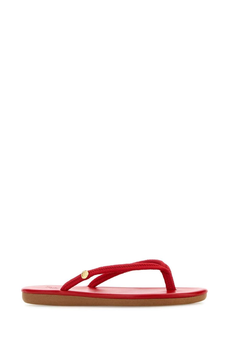 red fabric saionara thong slippers by Selfnex