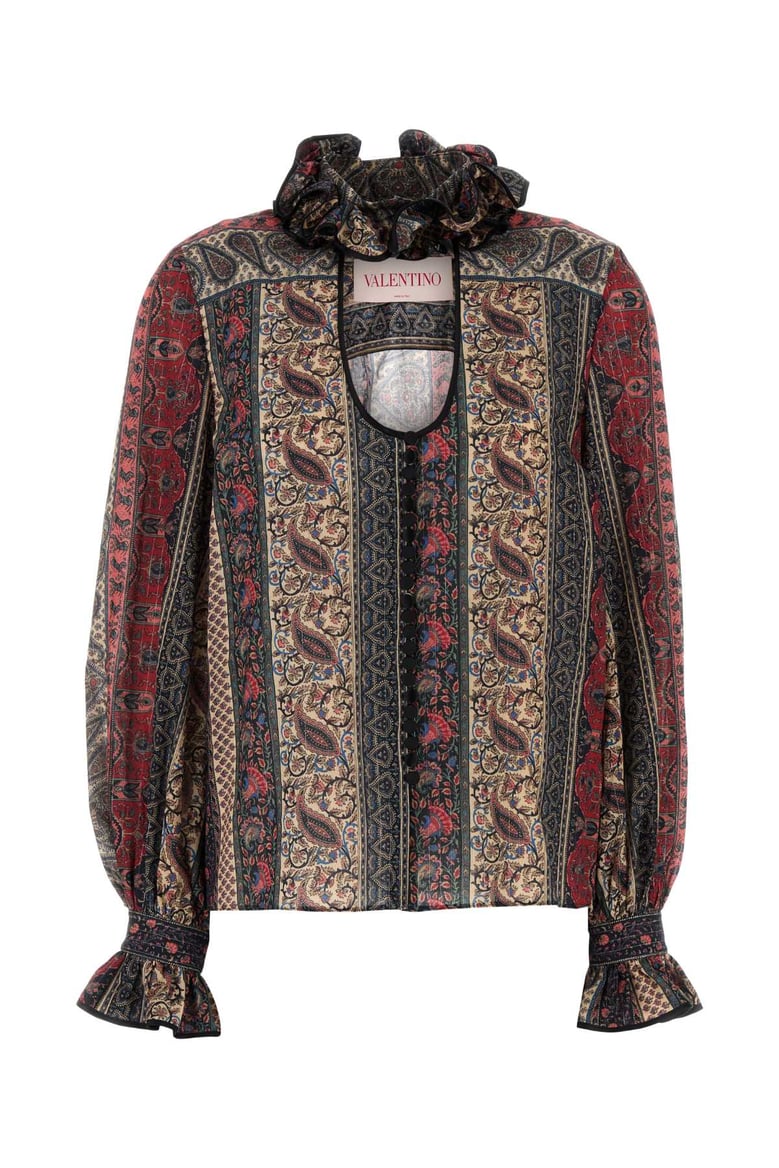 printed cotton blend blouse by Selfnex