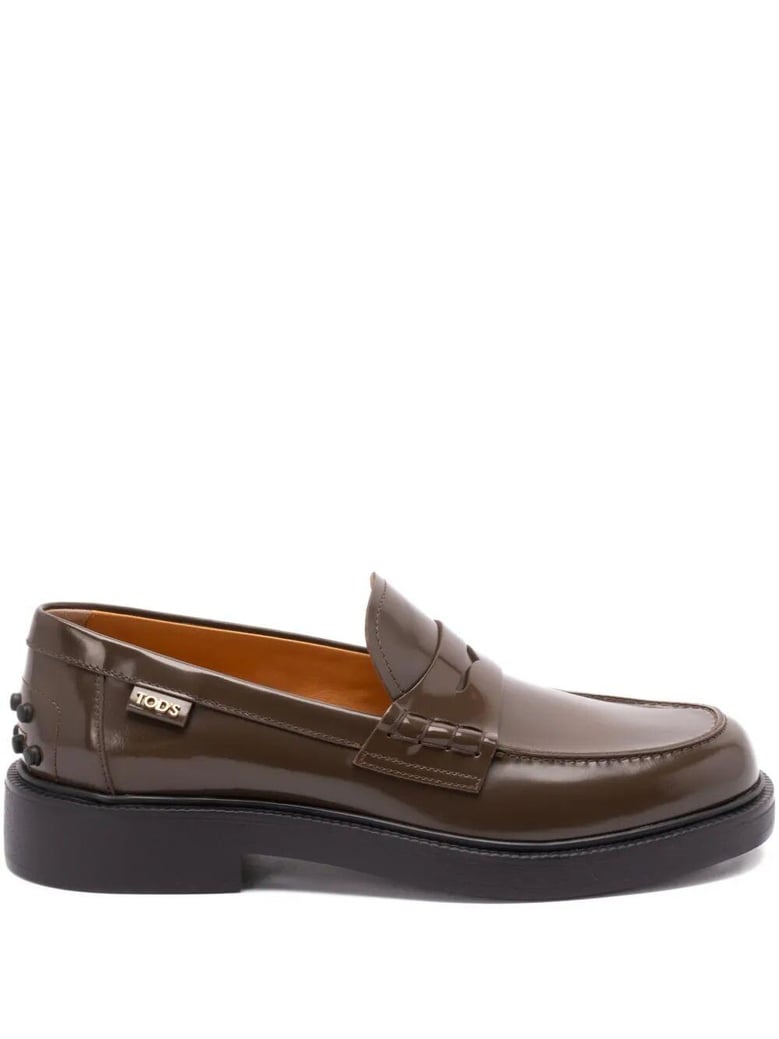 shaded finishing leather penny loafers by Selfnex
