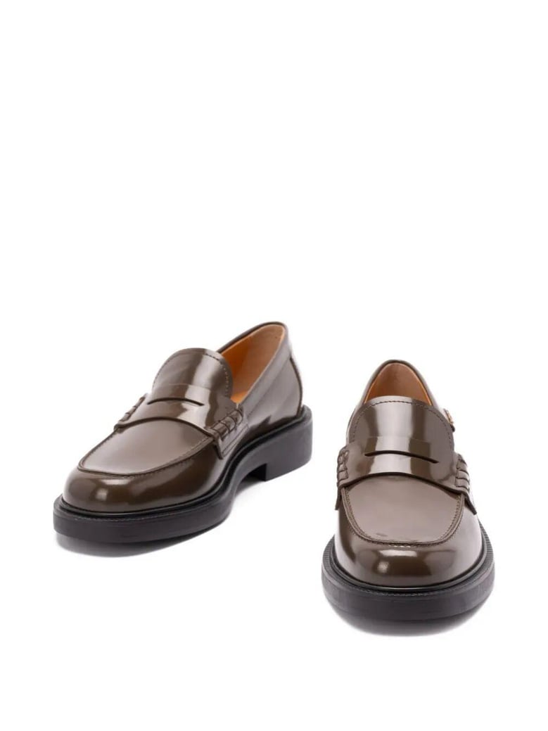 shaded finishing leather penny loafers by Selfnex
