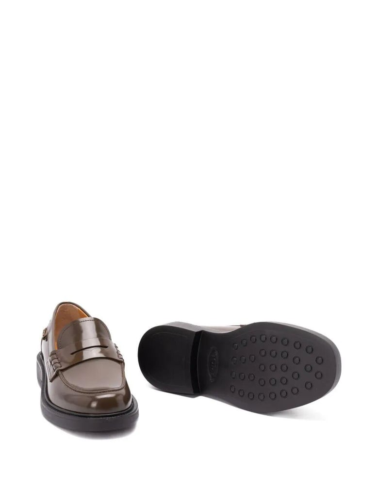 shaded finishing leather penny loafers by Selfnex