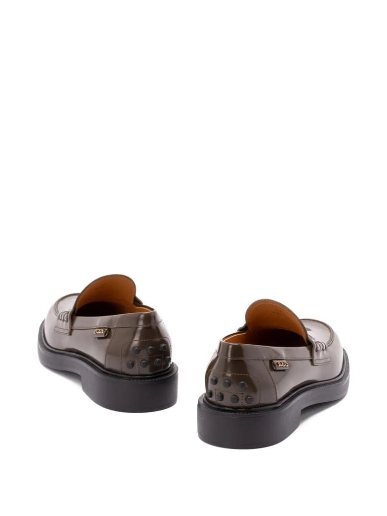 shaded finishing leather penny loafers by Selfnex