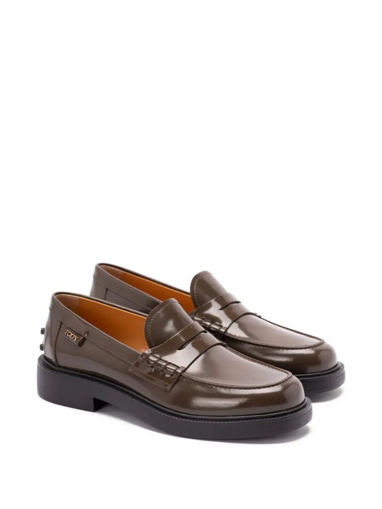 shaded finishing leather penny loafers by Selfnex