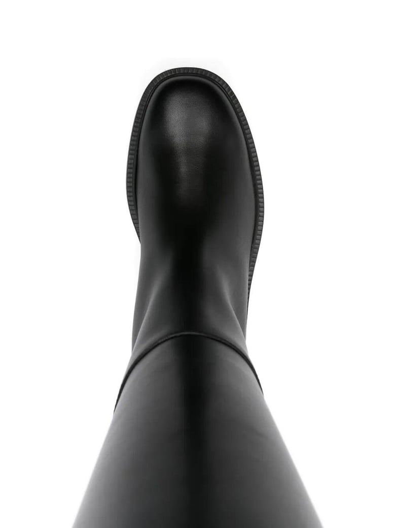 t-buckle leather knee-high boots by Selfnex
