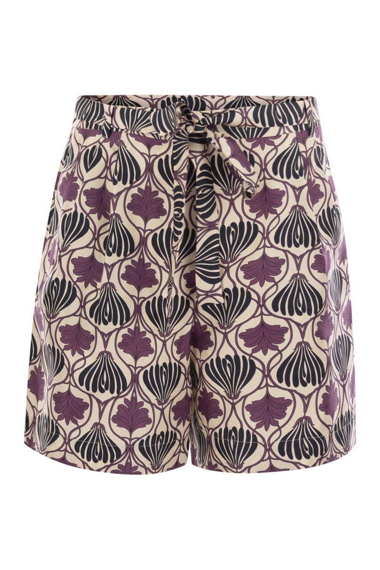 metello - printed silk fluid short trousers by Selfnex