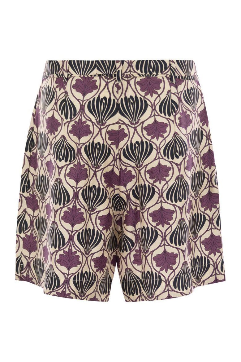 metello - printed silk fluid short trousers by Selfnex