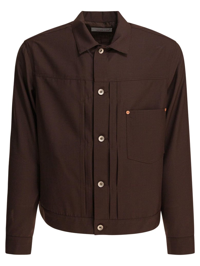 brown polyester wool jacket by Selfnex