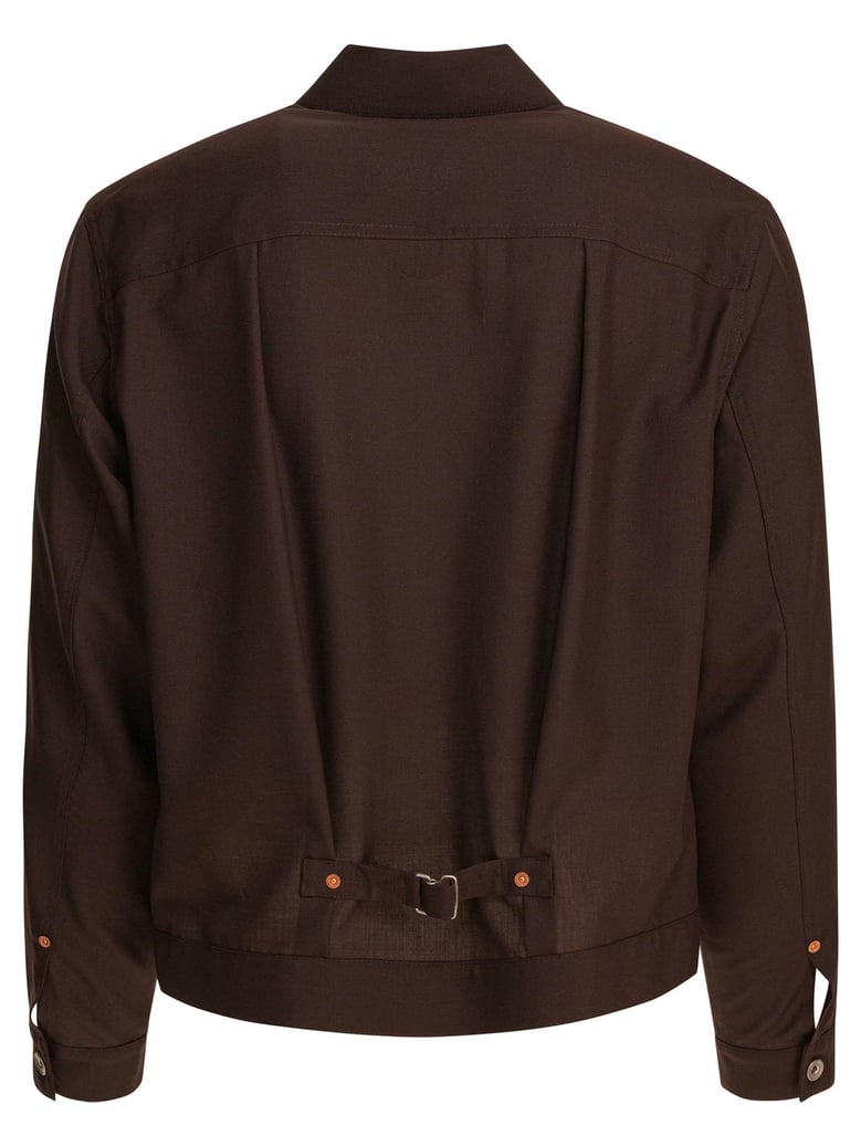 brown polyester wool jacket by Selfnex