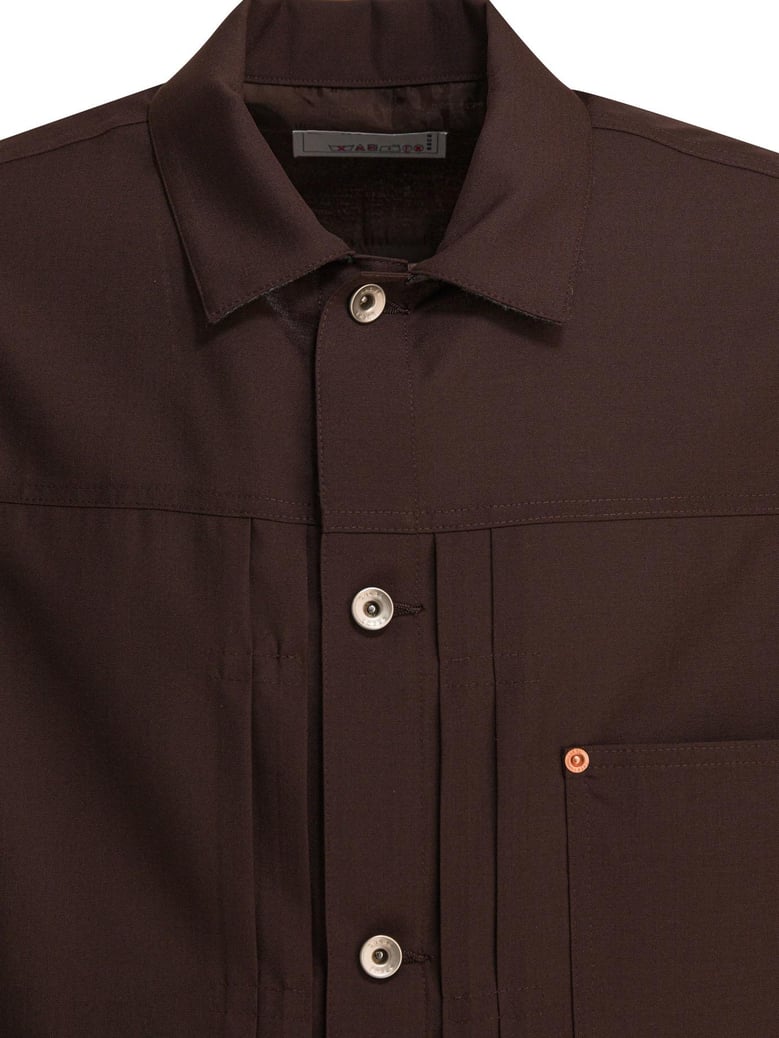 brown polyester wool jacket by Selfnex