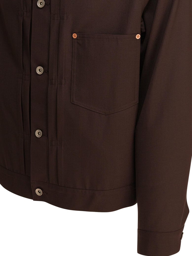 brown polyester wool jacket by Selfnex