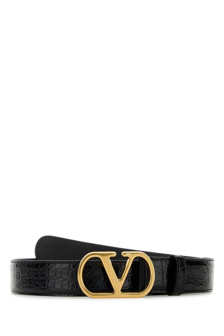 black leather vlogo belt by Selfnex