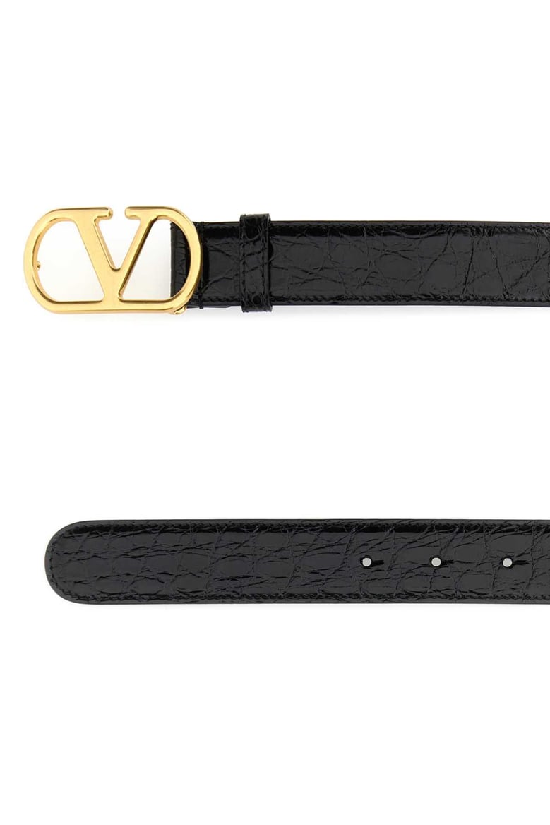 black leather vlogo belt by Selfnex