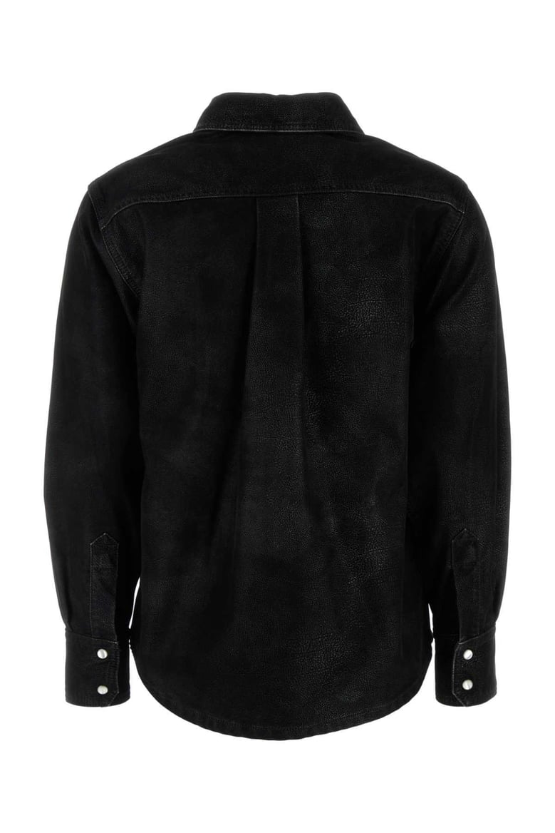 black synthetic leather karima shirt by Selfnex