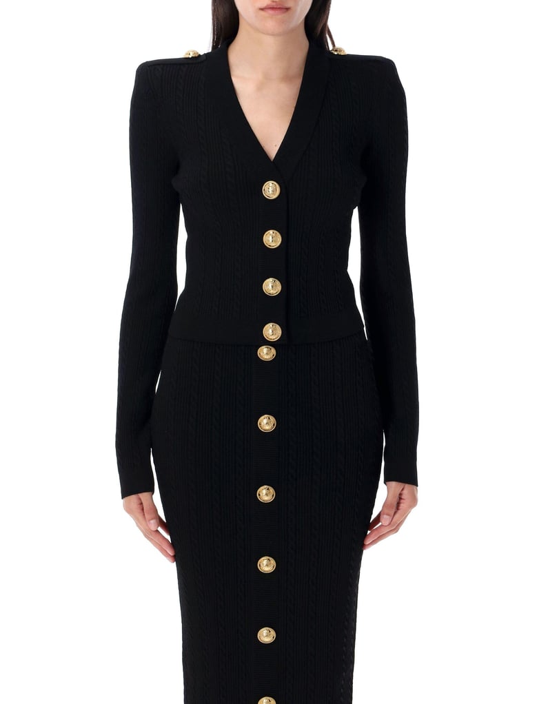 long sleeves ribbed and cable-knit cardigan by Selfnex