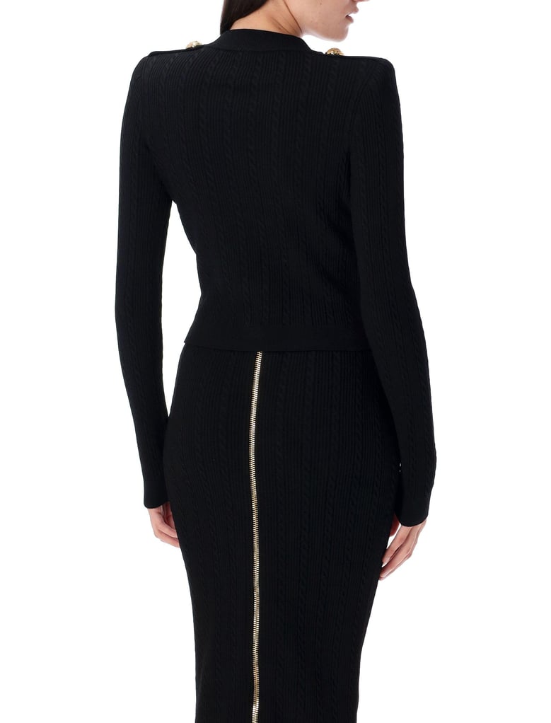 long sleeves ribbed and cable-knit cardigan by Selfnex