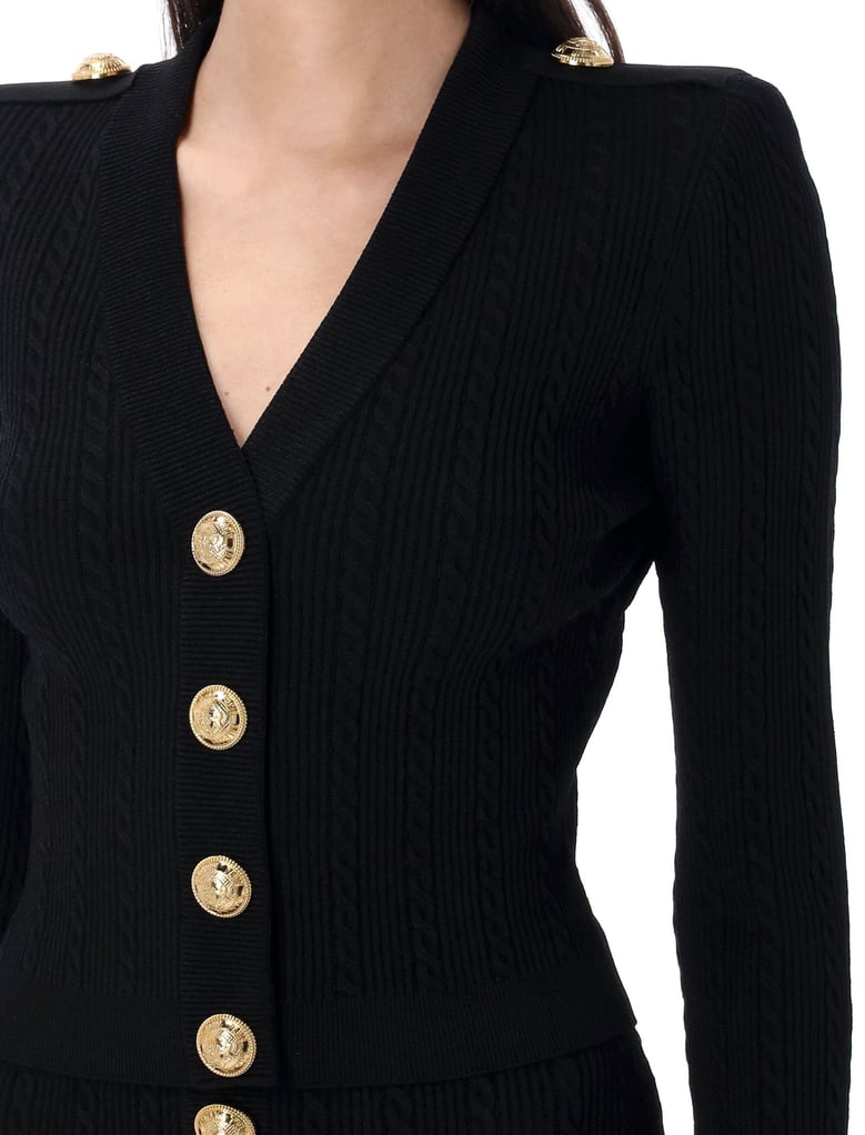 long sleeves ribbed and cable-knit cardigan by Selfnex