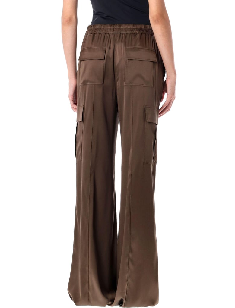 stretch silk satin cargo pj pants by Selfnex