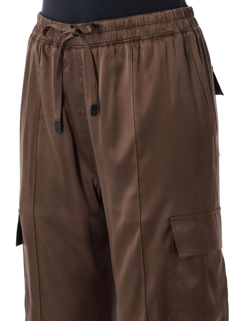stretch silk satin cargo pj pants by Selfnex