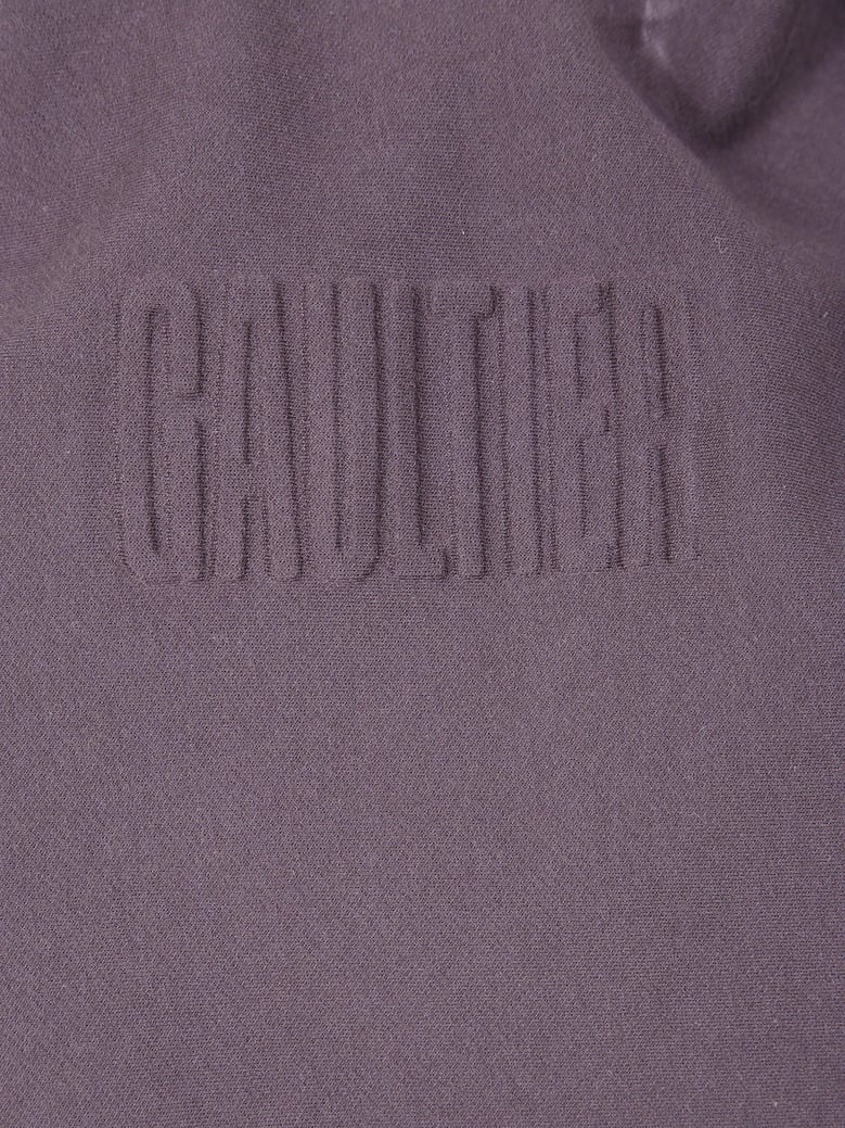bonded cotton cropped bat sleeves hoodie with gaultier embossing by Selfnex