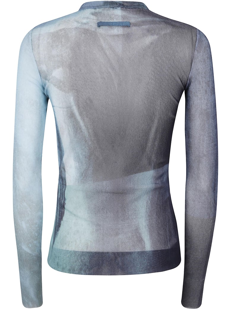 mesh long sleeves top printed water by Selfnex