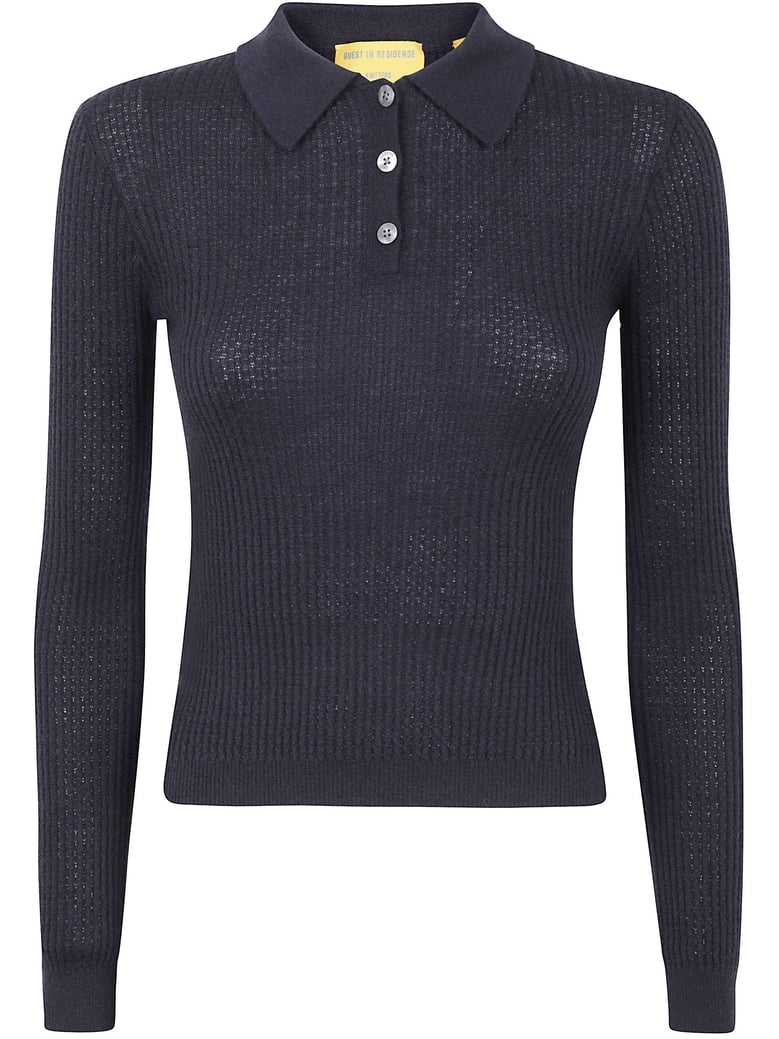 long sleeves shrunken cashmere polo shirt by Selfnex
