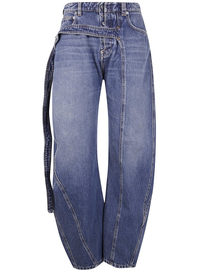 low waisted jean with strap detail on the front by Selfnex