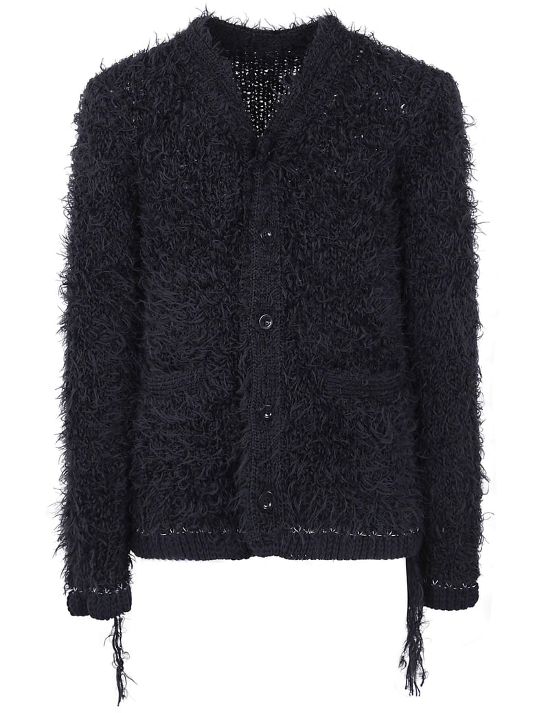 furry knit cardigan by Selfnex