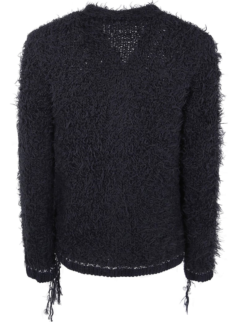furry knit cardigan by Selfnex
